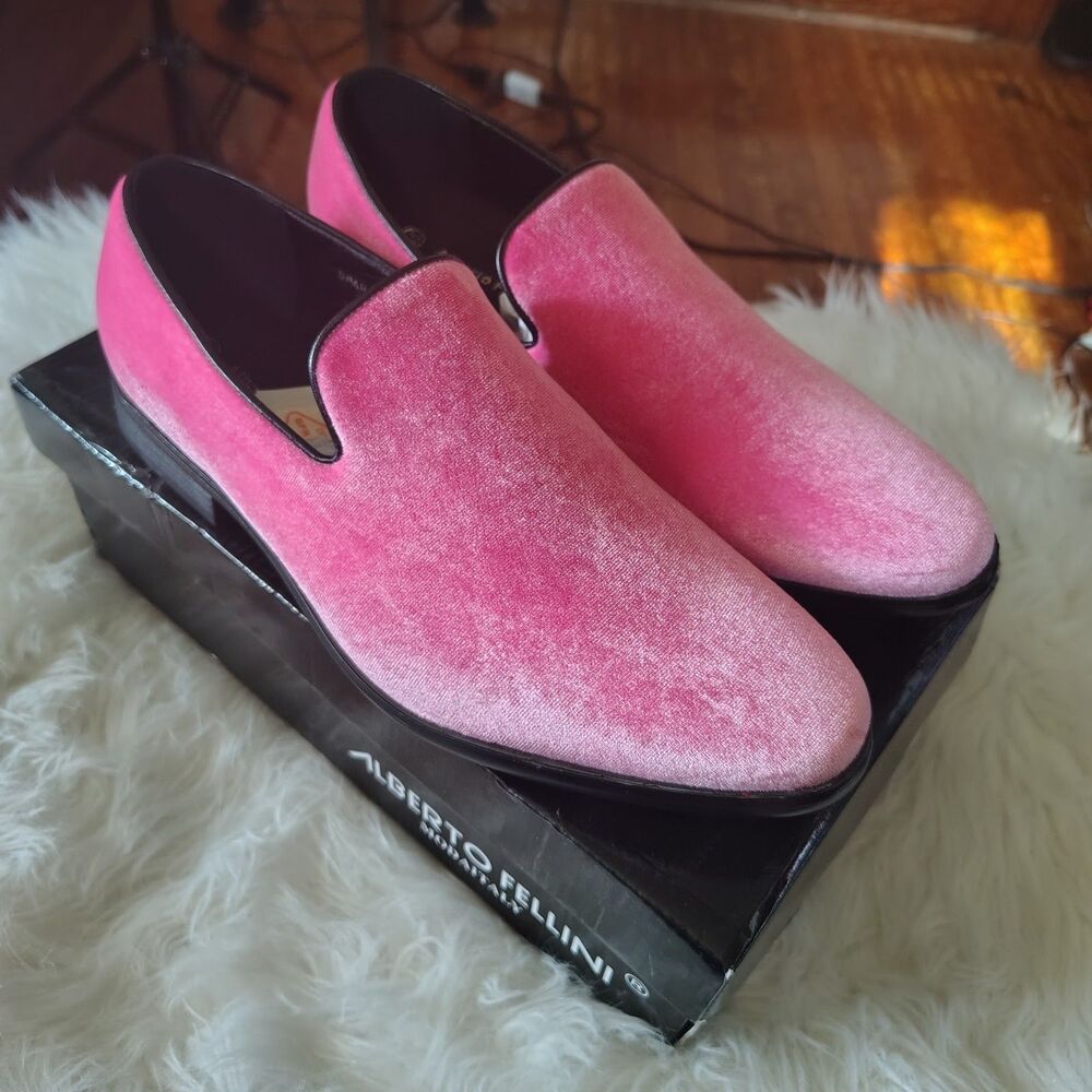 Pink Velvet Alberto Fellini Modaitaly Mens Shoes Size 9.5